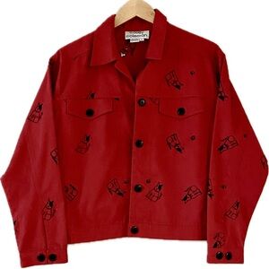 🐶Vintage 90’s Casey Coleman Women's All Over Dog Embroidered Denim Jean Jacket